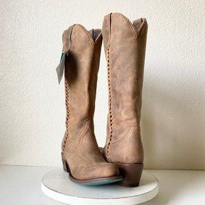 Women's Tan Leather Heeled Western Boots